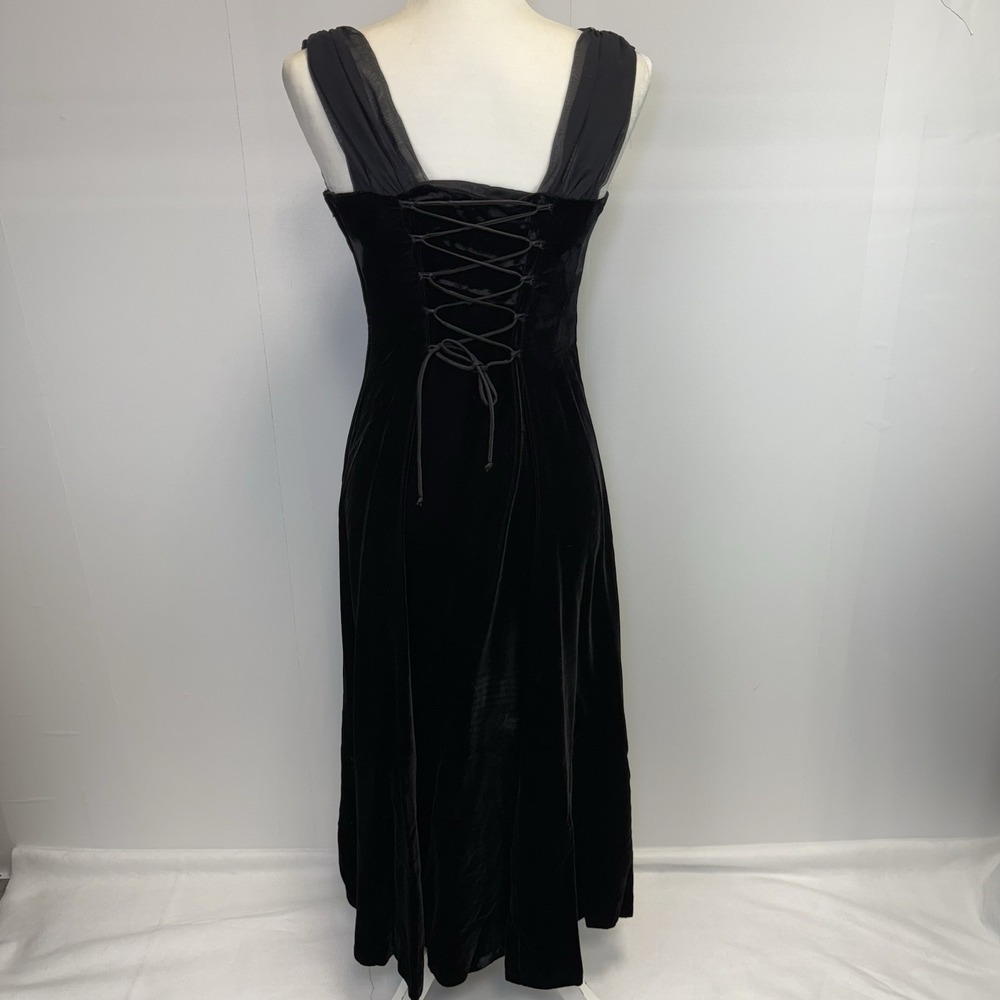 Vintage 80s Positively Ellyn Corset Black Velvet Goth Prom Cocktail Dress union - Picture 9 of 16